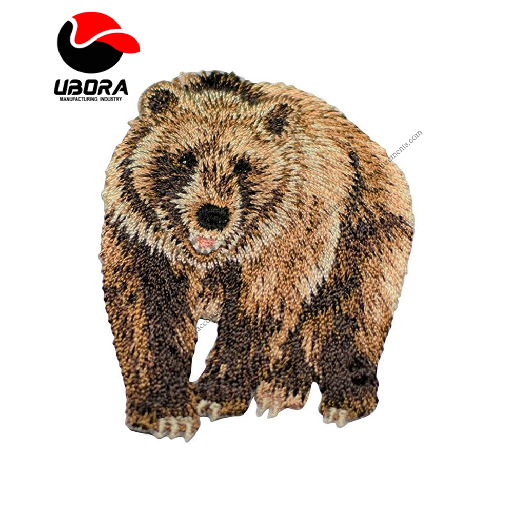 Spk Art Grizzly Brown Bear Embroidery Applique Iron On Patch, Sew on Patches Badge DIY Craft
